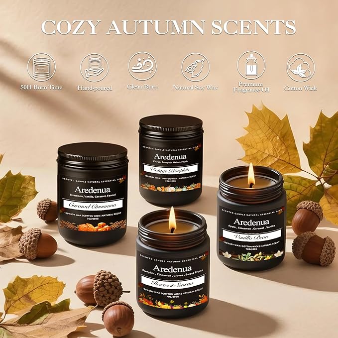 Harvest Season Candle | Thanksgiving Candle for Season Celebration - Hoilday Soy Candles for Home Scented - 7 oz Autumn Scented Candles, Thanksgiving & Christmas Gifts for Women Men - Bloomnest