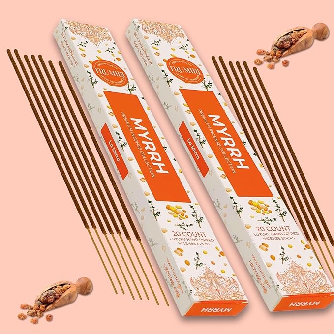 Myrrh Incense Sticks - Incienso de Mirra - Total 120 Insence-Sticks - 6 Packs of 20 Insense - Inciensos - Inscents - Natural Non Toxic Ingredients - Incents - Incence - Inscense TRUMIRI