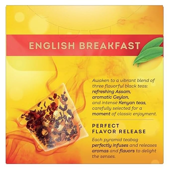 Lipton Black Tea English Breakfast, Pyramid Tea Bags, Flavored Teabags, 20 Total Bags (Pack of 2) - Bloomnest