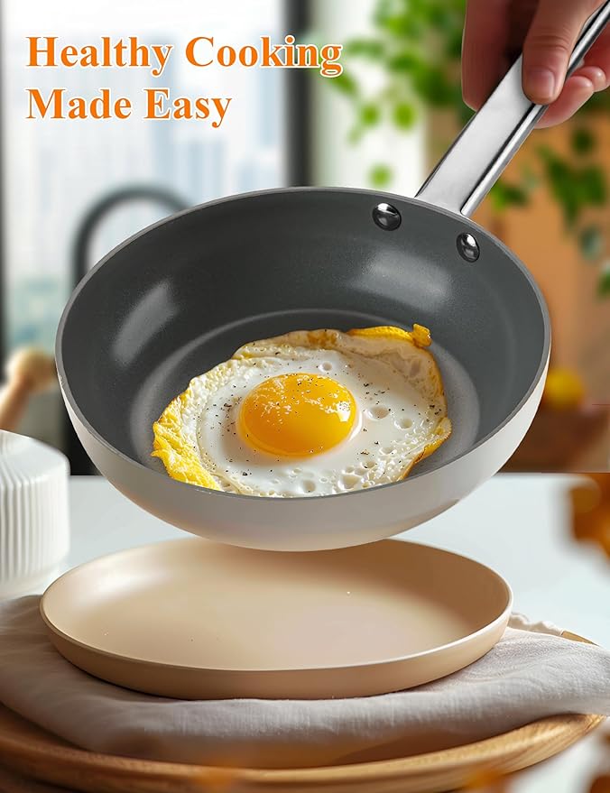 ChefRobot Nonstick Ceramic Cookware Set Healthy Pots And Pans Set Induction Kitchen Cookware sets Non Toxic Pots And Pan Set,PFOA ＆ PTFE Free (18 pcs) - Bloomnest