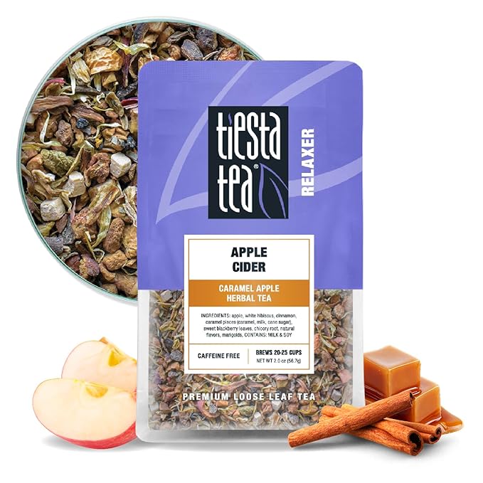 Tiesta Tea Apple Cider, Premium Loose Leaf, Caramel Apple Herbal Tea, Non-Caffeinated, Real Fruit, Herbs and Spices, Relaxing Tea BlendsHot or Iced Brew Up to 20-25 Cups, 2oz Resealable Pouch - Bloomnest
