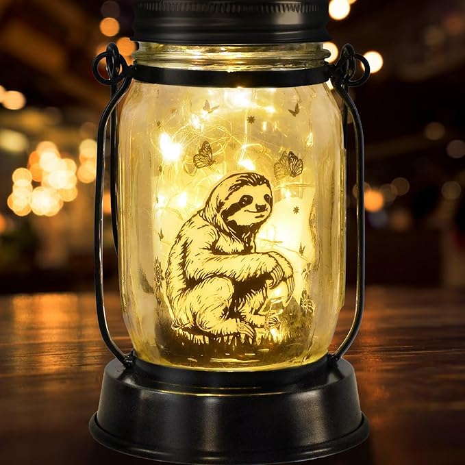 Sloth Gifts for Women/Men/Kids Sloth Animal Lovers Solar Lantern Mom Birthday, Mothers Day, Christmas Animal Gifts, Solar Garden Decoration, Yard, Patio,Backyard,Porch, Torches, Night Light Room Decor - Bloomnest