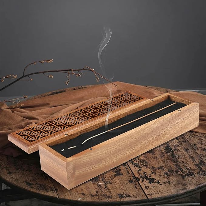 Incense Hoder Burner, Wooden Incense Storage Box for Sticks, Incense Stick Stand Burner Ash Catcher Tray for Meditation Yoga Spa Room Decor - Bloomnest