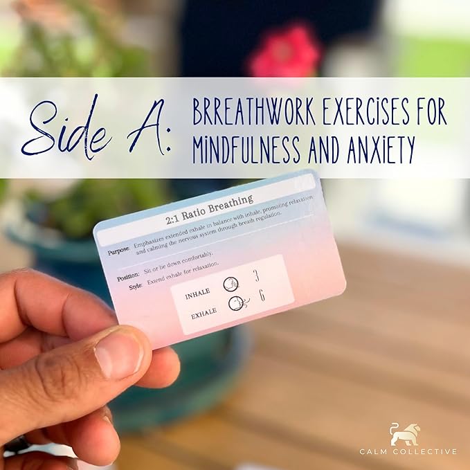 Calm Collective 52 Breathwork Cards - Vagus Nerve Breathing Exercises for Anxiety Relief, Emotional Regulation, & Cortisol Manager - Biohack Mental Health & Relaxation Gift (Travel Size) CalmCollective