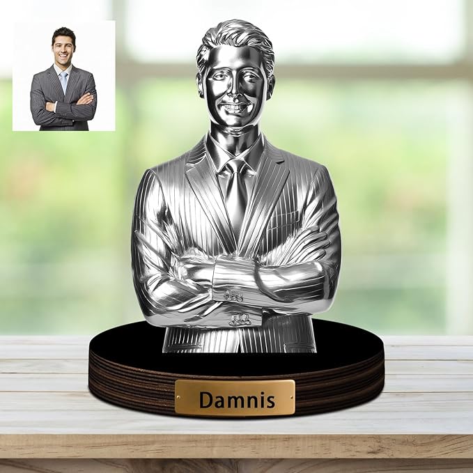 Personalized Photo Statue Plaque Sign, Custom Photo Picture Retro metal Sculpture, Acrylic Photo Cutout & Family Keepsake Statue, Portrait Gift for Weddings, Anniversaries,Family (style01) - Bloomnest