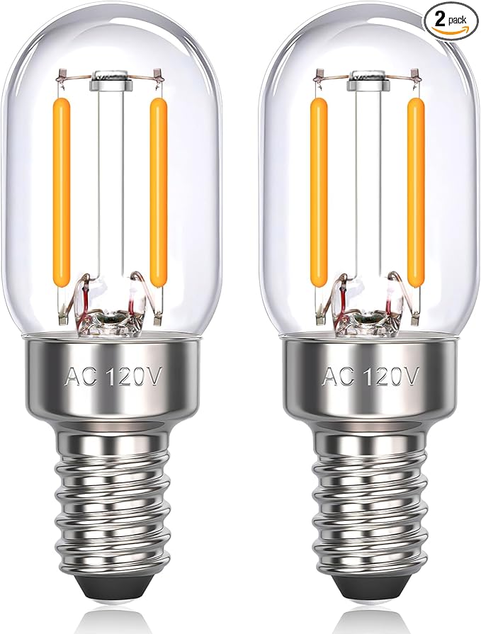 E12 LED Himalayan Salt Lamp Bulbs Night Light Bulbs 2 Watt Equal 25W Small Appliance Light Bulb Microwave Light Bulbs Under Hood 200LM 2700k T22-2 Pack - Bloomnest
