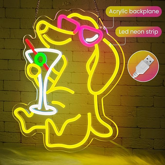 Dachshund Neon Sign Dog with Cocktail,Dachshund LED Neon Wall Light for Bar Decor,Funny Puppy Neon Sign for Man Cave,Lounge,Game Room,Party Decor,Dachshund Gift Neon Light for Dog Lovers - Bloomnest