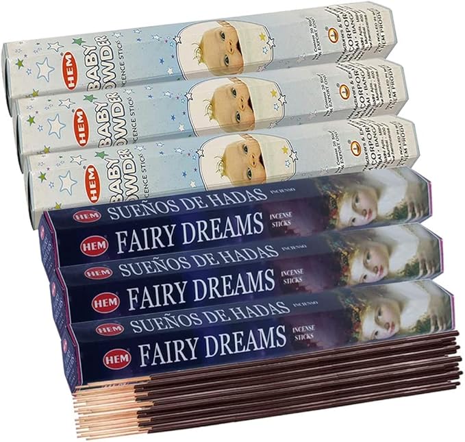 TRUMIRI Fairy Dreams & Baby Powder Incense Sticks Bundle - 120 Count (3 Packs of 20 Sticks Each) with Incense Holder - Spiritual Decor & Home Fragrance