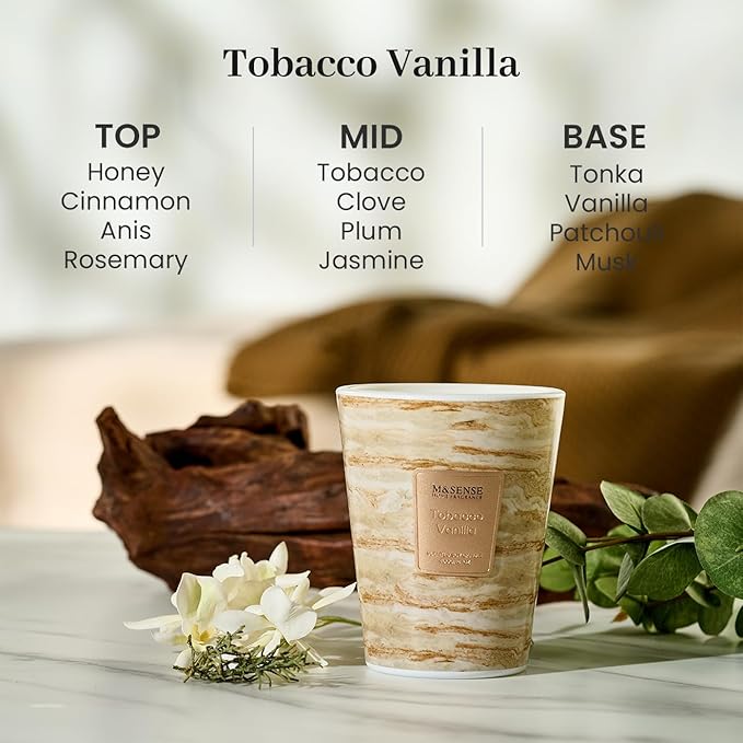 M&SENSE TobaccoVanilla Scented Candles for Home, Lead-Free Wick Highly Scented Jar Candles, 14.1 Oz 80 Hours Lasting Burning Candles Gifts for Women, Relaxing Aromatherapy Candle for Stress Relief - Bloomnest