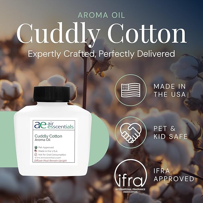 Air Esscentials Cuddly Cotton Aroma Oil for Smart Scent Air Machines & Cold Air Diffusers, Pet-Safe Fresh Cotton Essential Oil, Floral, and Crisp Apple Scents, 100mL - Bloomnest