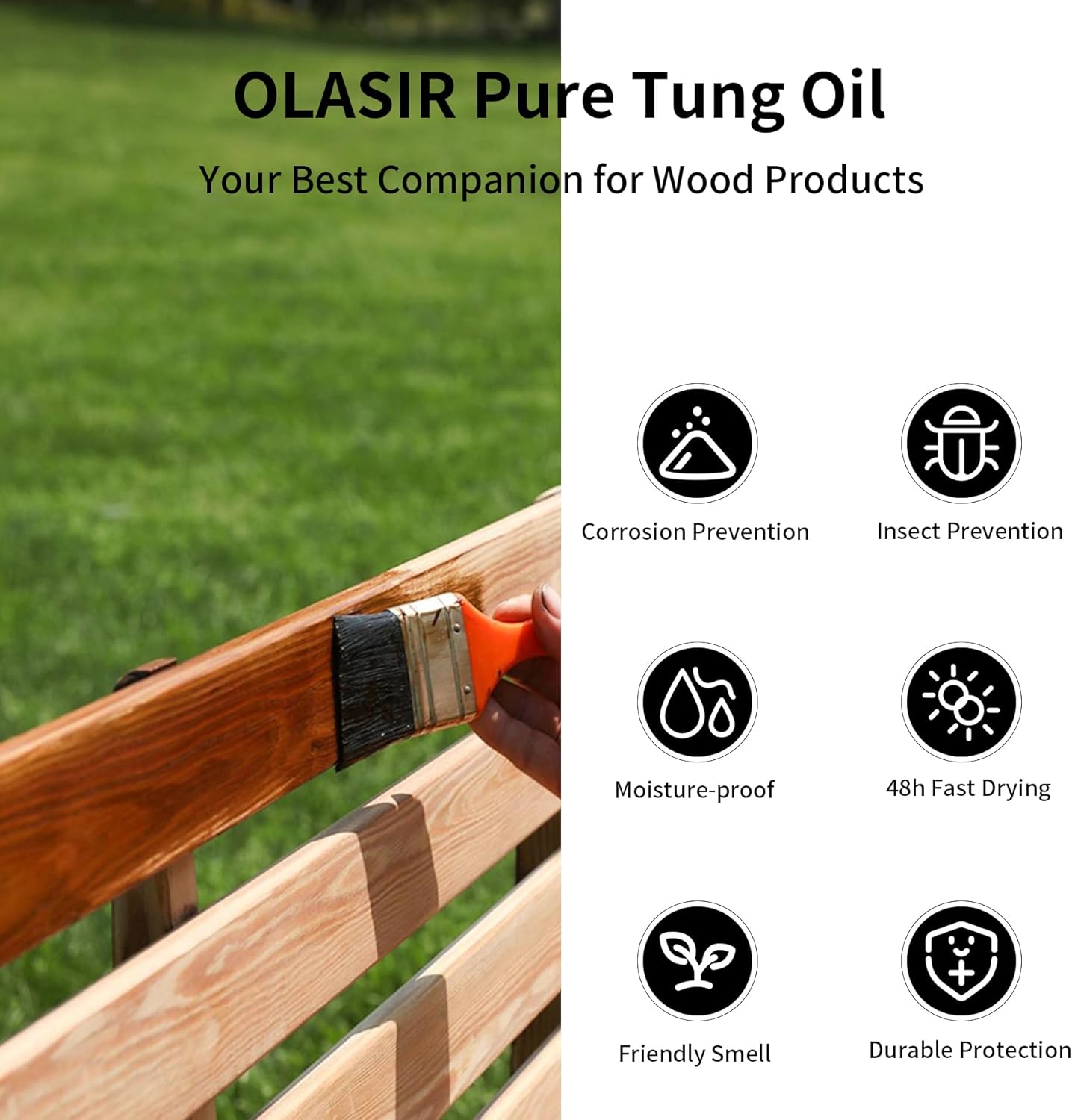 1 Gallon 100% Pure Tung Oil for Wood Finishing 128 oz Natural Food Grade Safe, Waterproof Tung Oil for Wood Floors, Indoor & Outdoor Furniture