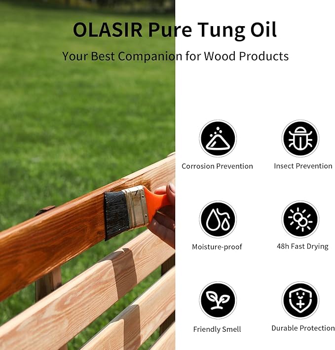 8 oz 100% Natural Pure Tung Oil for Wood Finishing Food Grade Safe, Waterproof Tung Oil for Wood Floors Indoor & Outdoor Furniture - Bloomnest