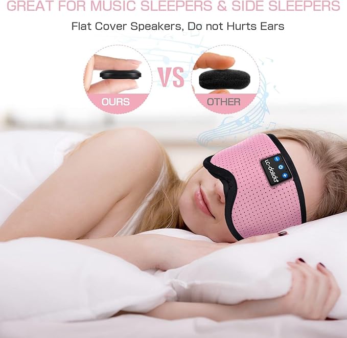 LC-dolida Sleep Mask with Bluetooth Headphones, Sleep Headphones Bluetooth Sleep Mask 3D Sleeping Headphones for Side Sleepers Best Gift and Travel Essential - Bloomnest