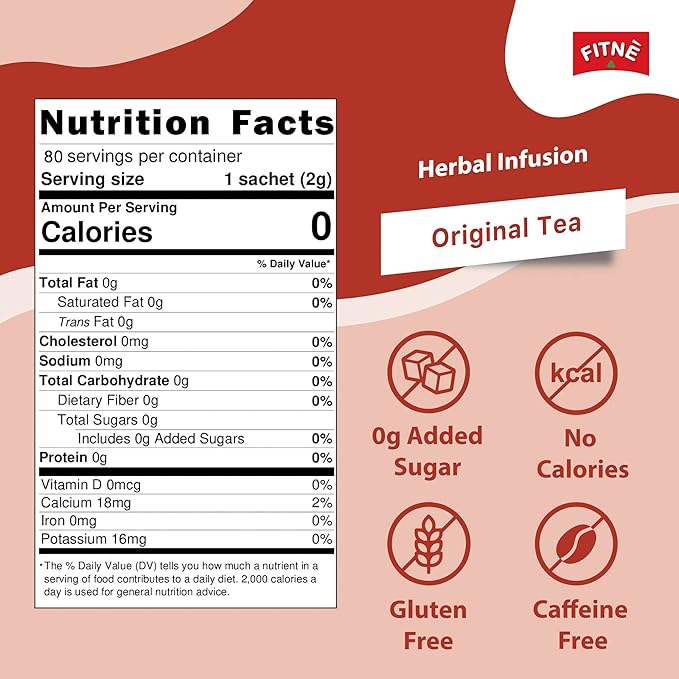 FITNÈ Original Herbal Tea Senna Infusion Healthy Wellness Beverage Natural Gentle Detox Cleanse No Calories Caffeine Free, 80 Tea Bags - Bloomnest