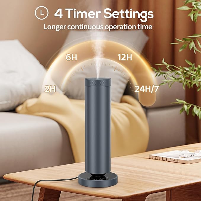 Waterless Diffuser with 108ML Essential Oils, Covers 1000 Sq Ft, Diffusers for Home Hotel, Adjustable Mist & Timer, Scent Diffuser Starter Kit with Night Light, Corded Electric,Grey - Bloomnest