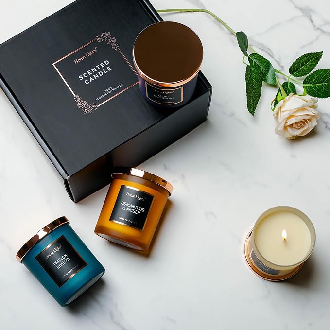 HomeLights Scented Candle Gift Set, Natural Soy Wax Candles, 4 Pack Long Lasting Up 140 Hours, Aromatherapy Candles for Women Men Birthday Thanksgiving Christmas - Bloomnest