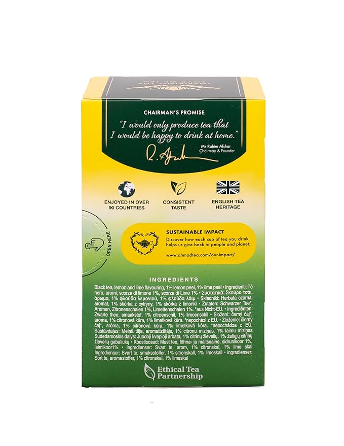 Ahmad Tea Lemon & Lime Twist Black Tea, 20-Count Boxes (Pack of 6) - Bloomnest