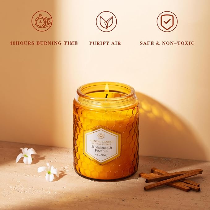 6 Pack Natural Soy Wax Jar Candles for Home Scented, Aromatherapy Gifts Sets for Women, 33 oz 240 Hour Long Lasting Candles Gifts for Birthday | Valentine's Day | Amber Candles| - Bloomnest