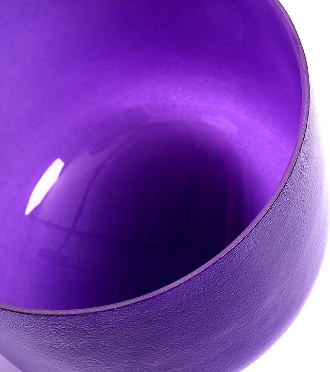 TERRITORY B Note Crown Chakra Purple Colored Quartz Frosted Crystal Singing Bowl 8 inch - Bloomnest