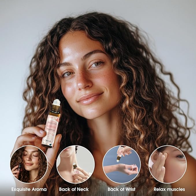 Aromatherapy Essential Oil Roll-On Set – 6x10ml Essential Oil Blends with Roller Bottles, Portable Essential Oils for Diffusers for Home,Relaxing Gift for Women & Men - Bloomnest