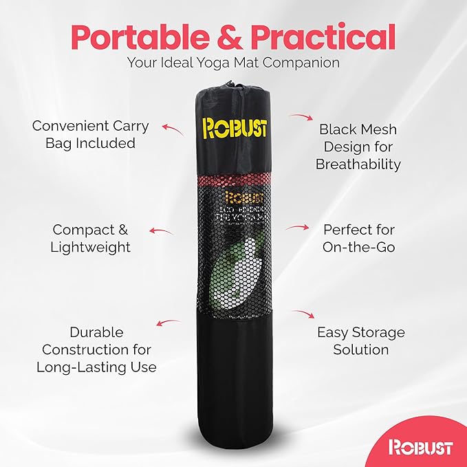 Robust Non-Slip Yoga Mat with Strap, 1/4" Thick TPE Eco-Friendly Workout Mat for Yoga with Position Lines and Texture Surface, Gym Mat for Women, Men, Pilates and Exercises Anti-Tear Sweat-Proof Exercise Mat - Bloomnest