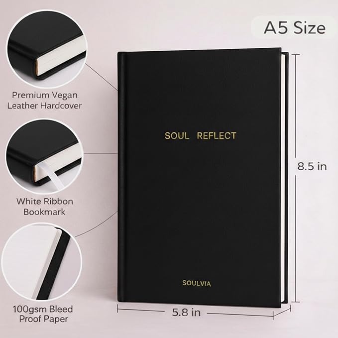 Guided Journal for Self-Discovery - 180 Undated Prompts for Gratitude, Healing, Personal Growth & Mindfulness - Wellness Journal for Emotional Clarity, Self Care & Mental Health Gift for Women & Men SOULVIA