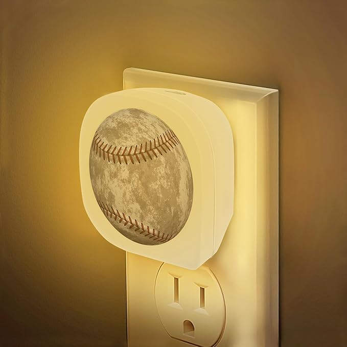 Baseball Night Light, Ball Game Sports American Night Lights Plug into Wall Decor,Dusk to Dawn Sensor Lamp for Bedroom Bathroom Kitchen Hallway Stairway Home Decoration - Bloomnest