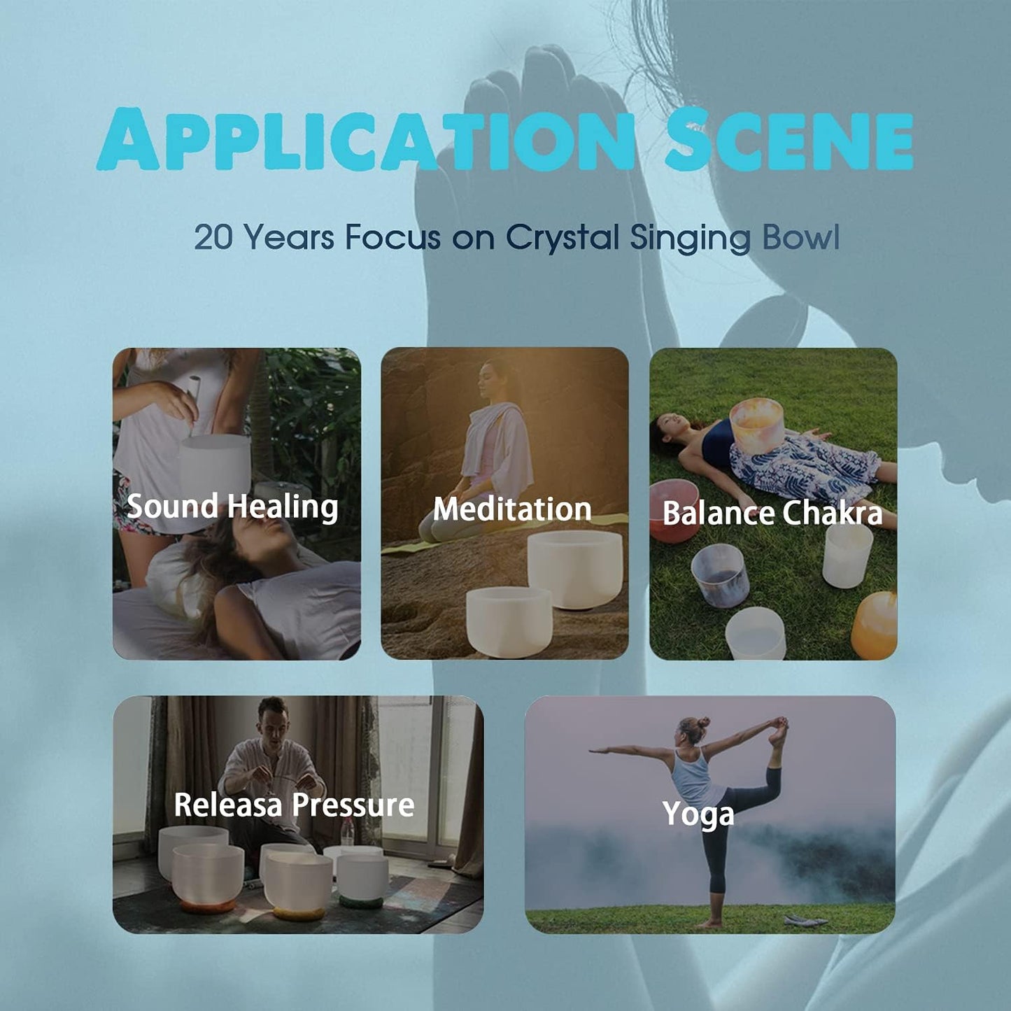 440HZ 8 Inch F Note Heart Chakra Frosted Quartz Crystal Singing Bowl Meditation Therapy Sound Healing Instrument Sound Bath Bowl with Carrying Bag Mallet and O-ring