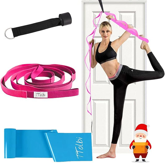 Stretching Strap with Door Anchor & Resistance Band – Improve Leg Stretch Flexibility for Splits, Ballet, Dance, Cheer, Yoga & Gymnastics - Home Leg Stretcher Trainer Equipment Stuff for All Levels - Bloomnest