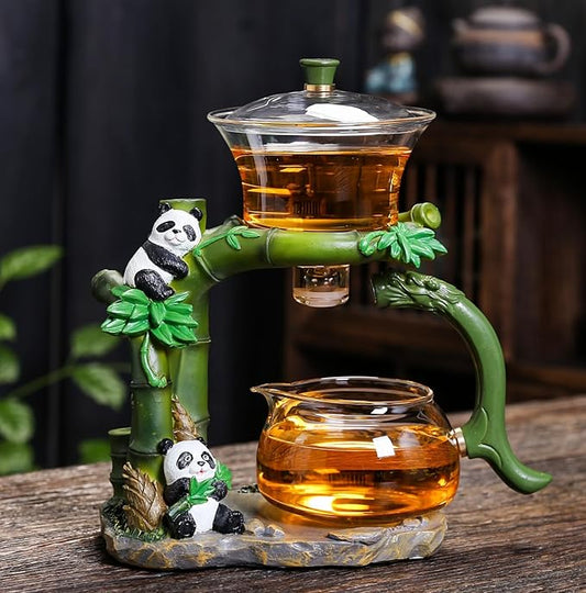 Magnetic TeaPot Automatic Drip Glass Teapots Lazy Kungfu Tea Infuser Panda Heat-Resistant Tea Maker Set