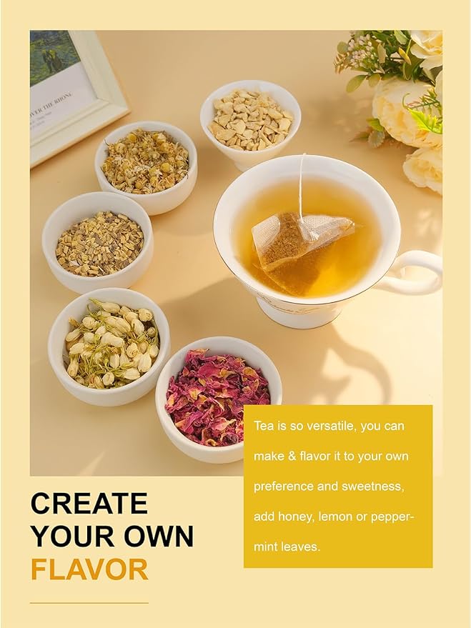 TeeLux Mullein Leaf Tea Bags, 3g/Bag, 30 Count, Natural Mullein Leaves, Caffeine Free, Biodegradable Corn Fiber Pyramid Tea Bags - Bloomnest