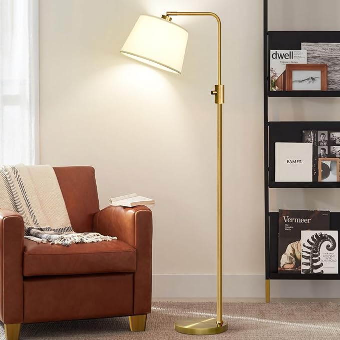 Nintiue Dimmable Floor Lamp, 1000 LM LED Edison Bulb Included, Arc Floor Lamps for Living Room Modern Standing Lamp Tall Lamps for Living Room Bedroom-Brass - Bloomnest