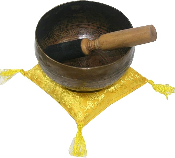 5126 SB 'B' Note Crown Chakra Antique Tibetan Auspicious Symbol Bowl Set ~ Nepal - Bloomnest