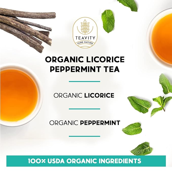 Organic Licorice Mint Tea Pods for Keurig - Natural Decaf Peppermint Tea by Teavity (36 Tea Pods) - Bloomnest