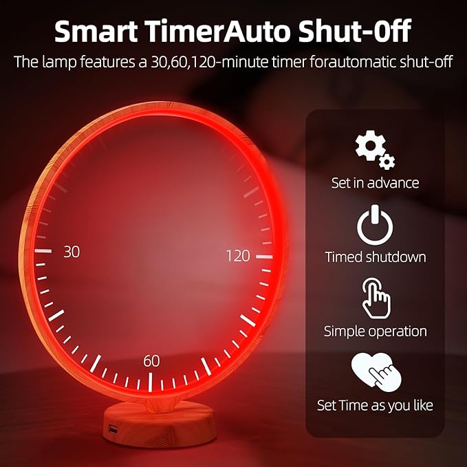 Red Light Therapy Night Light Lamp for Sleep 670nm Red Nightlight Desk Lamp with Multi-Color and Brightness Options Remote Control,Deep Relaxation and Improve Sleeping for Adults & Kids Bedrooms - Bloomnest