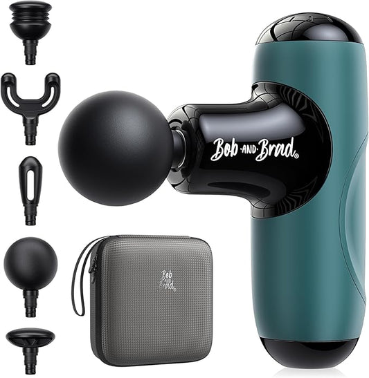 BOB AND BRAD Q2 Mini Massage Gun, Pocket-Sized Deep Tissue Massager Gun, Portable Percussion Muscle Massager Gun, Ultra Small & Quiet Muscle Massage Gun with Carry Case -Green - Bloomnest