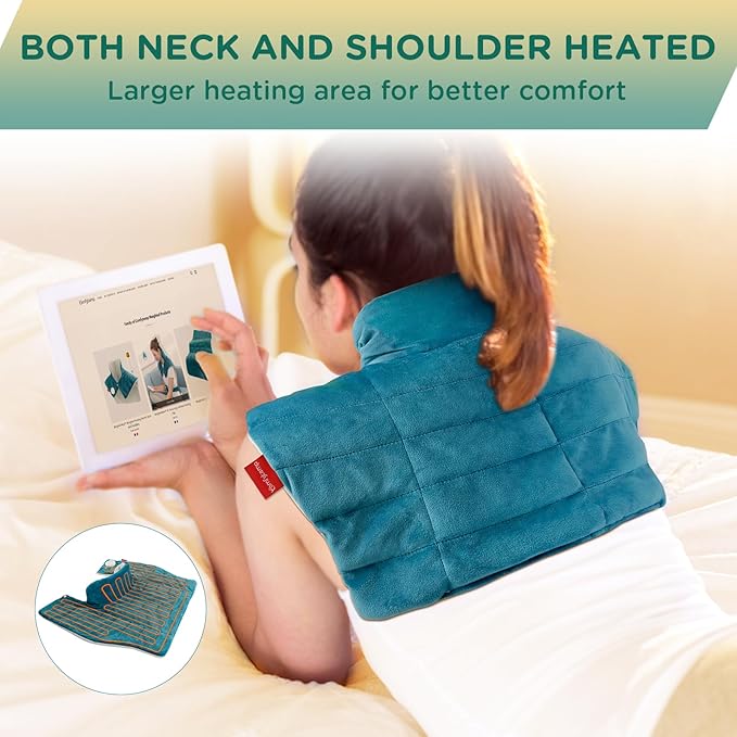 Comfytemp Heating Pad for Neck and Shoulders and Back, 2.6lb Weighted Electric Heat Pad FSA Eligible, Large HSA Heated Wrap, 9 Heat Settings & 11 Timer, Valentines Birthday Gifts for Women Men Mom Dad - Bloomnest