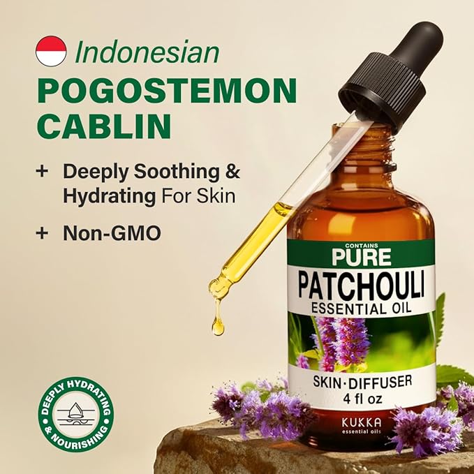 KUKKA Patchouli Essential Oils - 4 Fl Oz - for Hair, Skin, Diffuser, Aromatherapy & DIY Soap Making Scent - Bloomnest