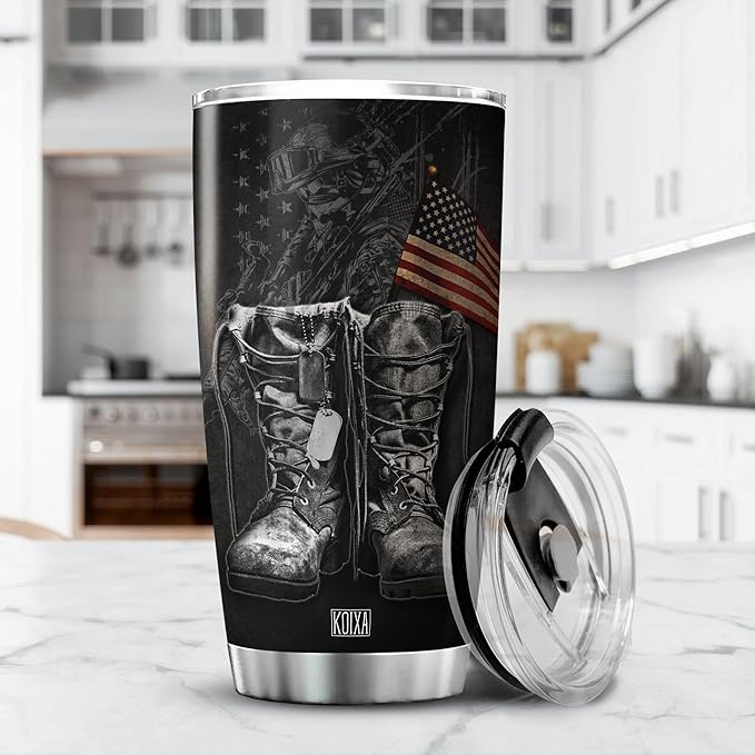 Veterans Day Gifts For Men Husband Stainless Steel Travel Cup With Lid 20oz Veteran Coffee Tumbler Inspiration Gifts Soldier Army Military Gift Ideas Cool Things For Veterans - Bloomnest