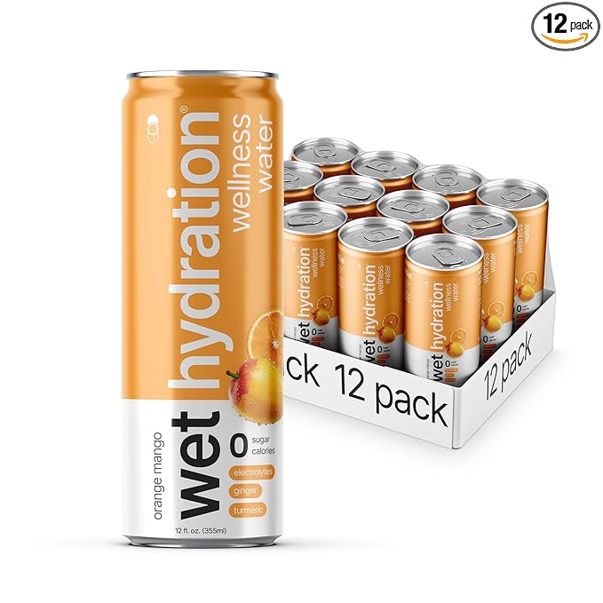 Wet Hydration - Functional Hydration Beverage - Flavored Water, Sugar-Free, Gluten-Free, No Artificial Ingredients (Orange Mango Ginger Turmeric) - Bloomnest