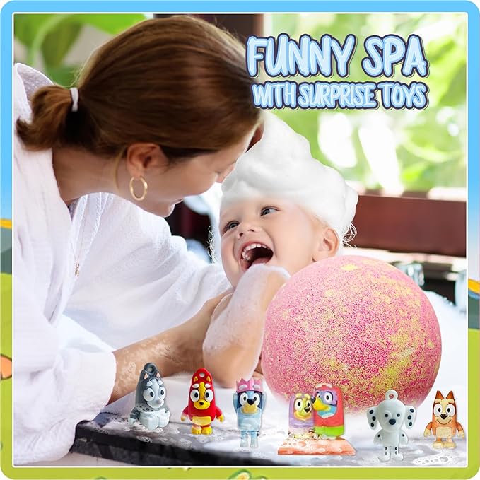 Bath Bombs for Kids: XXL Bath Bombs with Surprise Inside, Organic Bath Bombs Rich in Natural Essential Oils, Kids Bath Bombs Gift Set for Dry Skin Moisturize, Gifts Card for Kids (6 Pcs) - Bloomnest