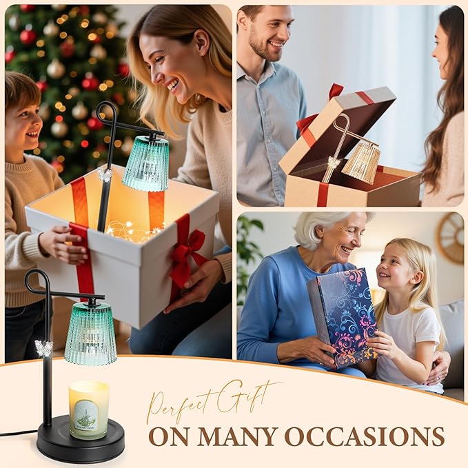Candle Warmer Lamp with Timer Dimmer, Adjustable Height Wax Warmer Lamp for Jar Candle, Wax Melter House Warming Gifts New Home Décor, Birthday Gifts for Women Mom (Gold - Butterfly) - Bloomnest