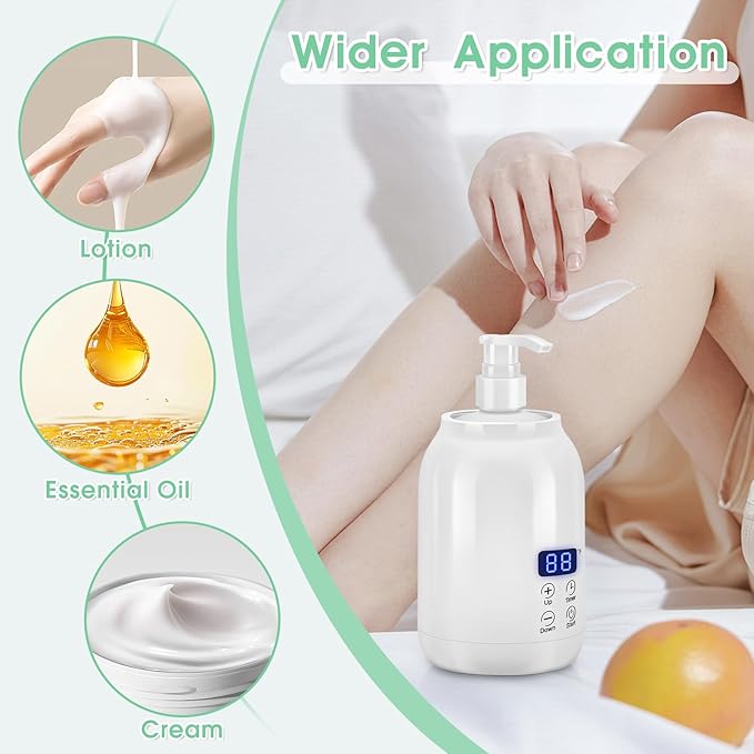 Gugxiom Massage Oil Warmer, LED Display Single Bottle Lotion Heater, Temperature Control Massage Table Warmer with 2 Oil Bottles, for Lotion Cream Massage Oil (US Plug) - Bloomnest