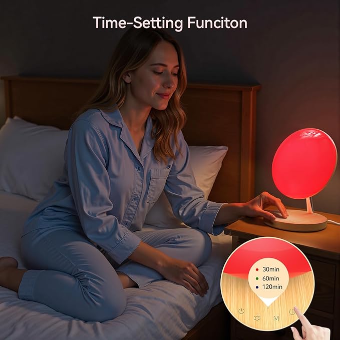 Light Therapy Lamp,Red Night Light with 5-Level Brightness & 4 Color Modes, 670nm Adjustable USB Red Light Night Light Lamp for Sleep,Stress Relief Relaxation - Bloomnest