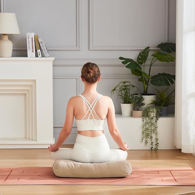 Meditation Cushion Bolster Pillow for Restorative Yoga – Supportive Cushion for Meditation, Pilates, and Relaxation – Filled with Buckwheat Hulls - Removable Cover - Bloomnest