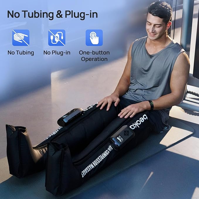 beoka Leg Massager for Circulation and Pain Relief, Cordless Air Compression Boots with 5 Modes 15 Intensities for Athletes Runners and Travelers, Leg Recovery System for Gift-L - Bloomnest