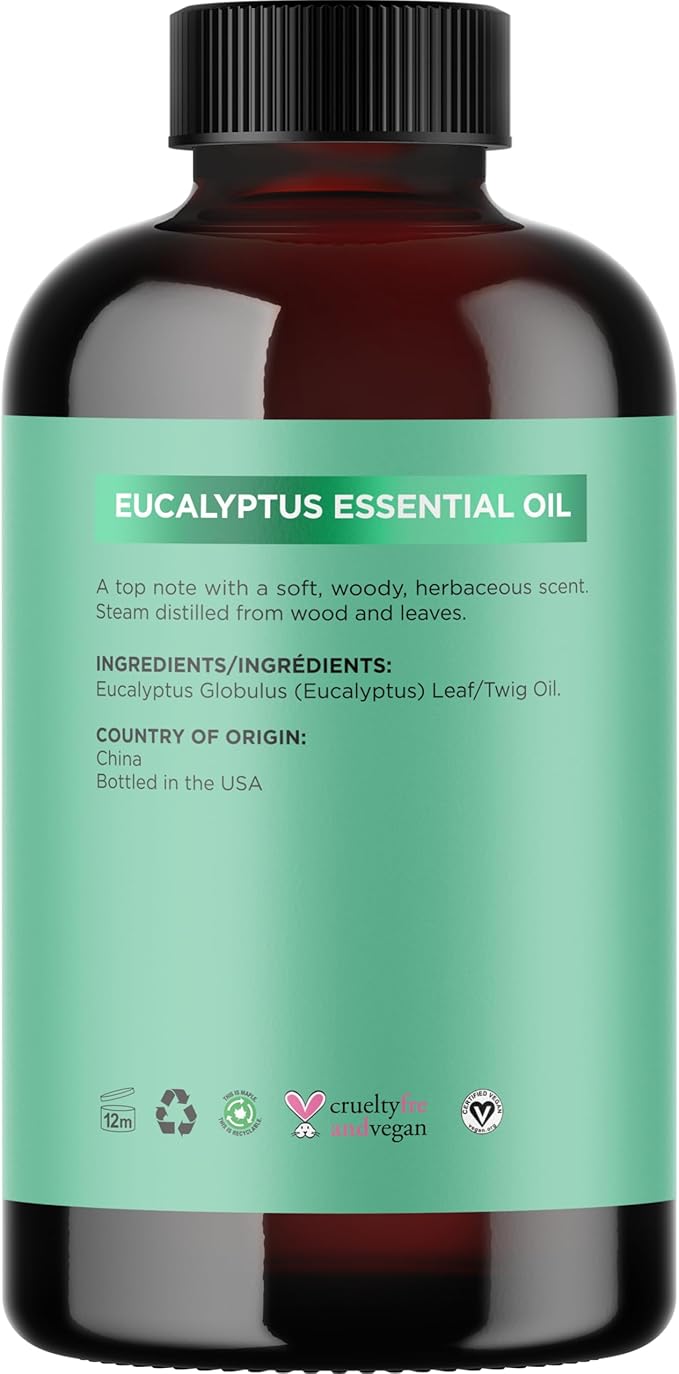 Pure Eucalyptus Essential Oil 4oz Invigorating Home Spa Aromatherapy and Natural Bath Oil - Eucalyptus Oil for Diffuser Dry Scalp Care and DIY Skin Care - Bloomnest
