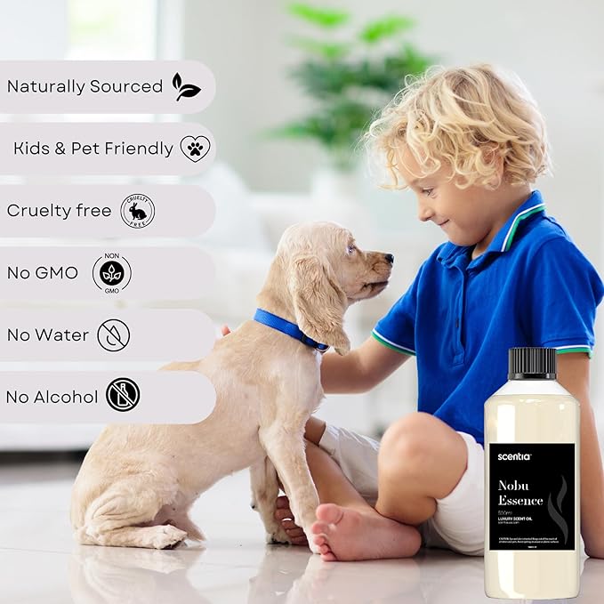 Scentia Hotel Diffuser Oil Inspired by The Nobu Hotel Scent - 500 mL 16.9 fl oz - Essential Oil Blend Jasmine, Lilly, Sandalwood & Fresh Citrus for HVAC & Ultrasonic Diffusers - Nobu Essence - Bloomnest