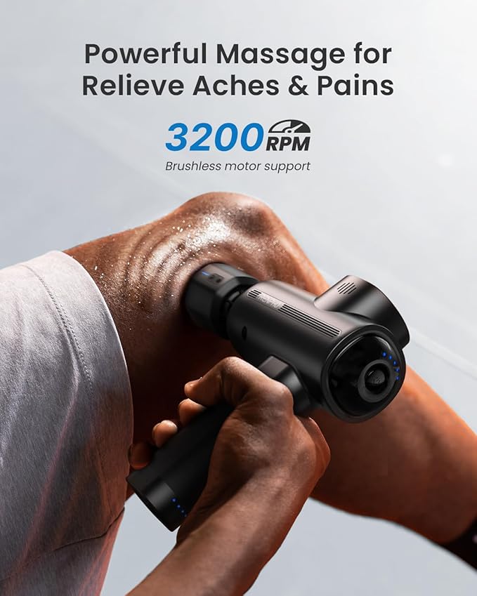 RENPHO Massage Gun Deep Tissue with Charging Stand, Heat and Cold Head, Percussion Body Muscle Masajeador for Athletes Pain Relief, Active Thermacool Deluxe - Bloomnest