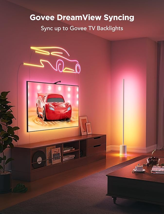 Govee Floor Lamp 2 with Matter, RGBIC, Warm Cool White LED, Alexa Compatible, 1725lm, Music Sync, Scene Modes, Smart Floor Lamp for Living Room, Bedroom, Silver(1 Pack) - Bloomnest